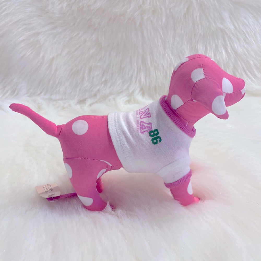 Victoria’s Secret Pink White Polka Dot Mini Dog / White 86 Pink T-Shirt …